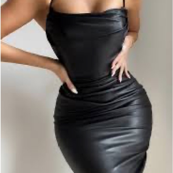 House of CB "Luanne" black vegan leather dress - Picture 5 of 8